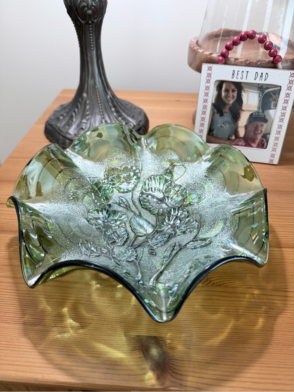 Vintage Green carnival glass